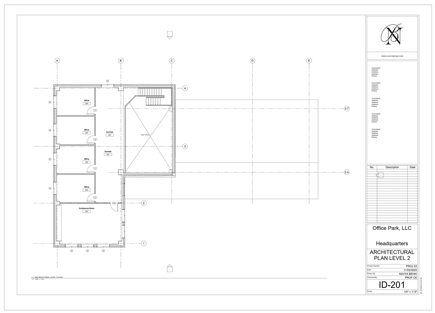 Annotated Sheets — ID-201 — Architectural Plan, Level 2