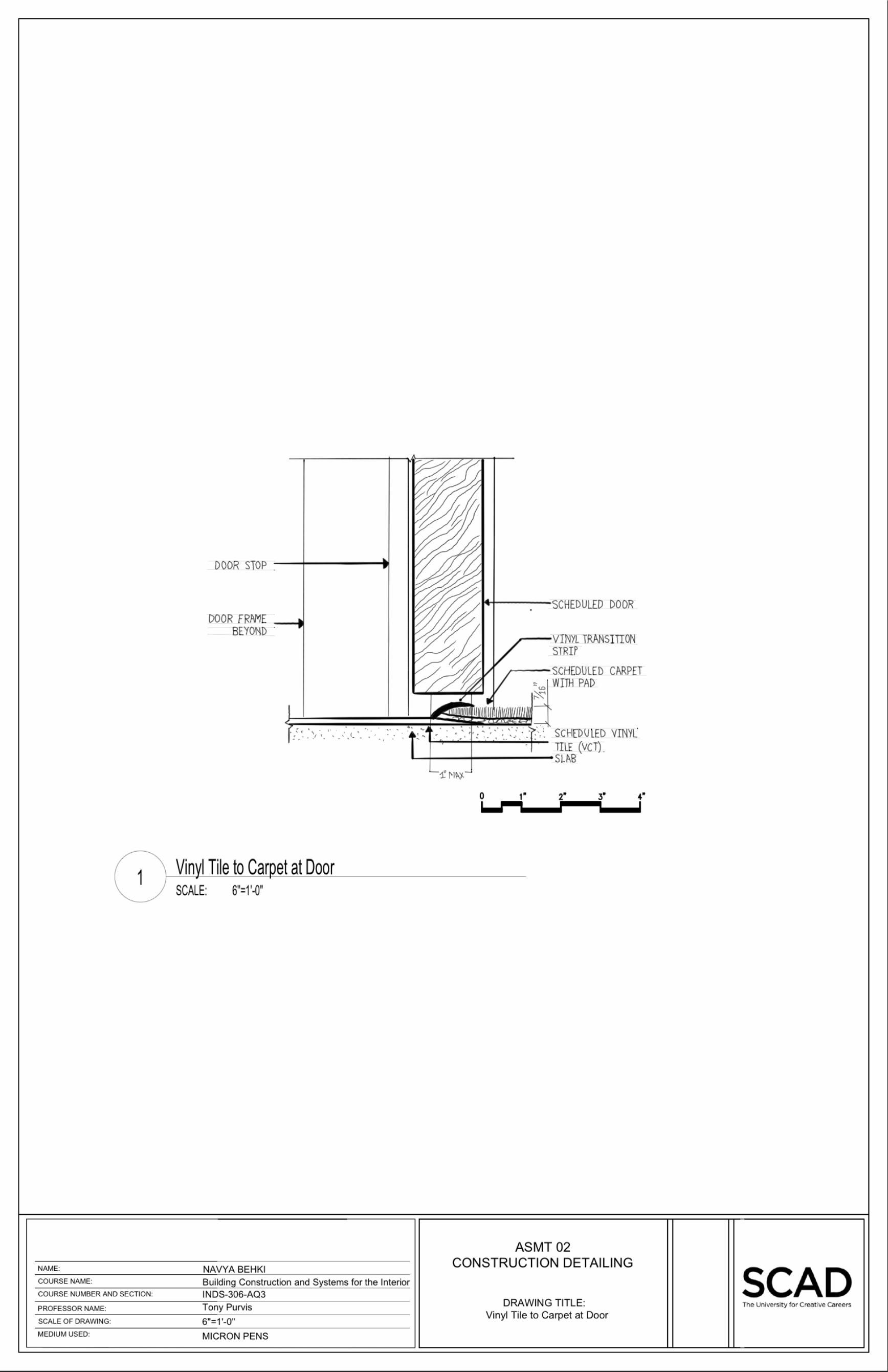 Detail Drawings — 1 — Vinyl tile to carpet at door