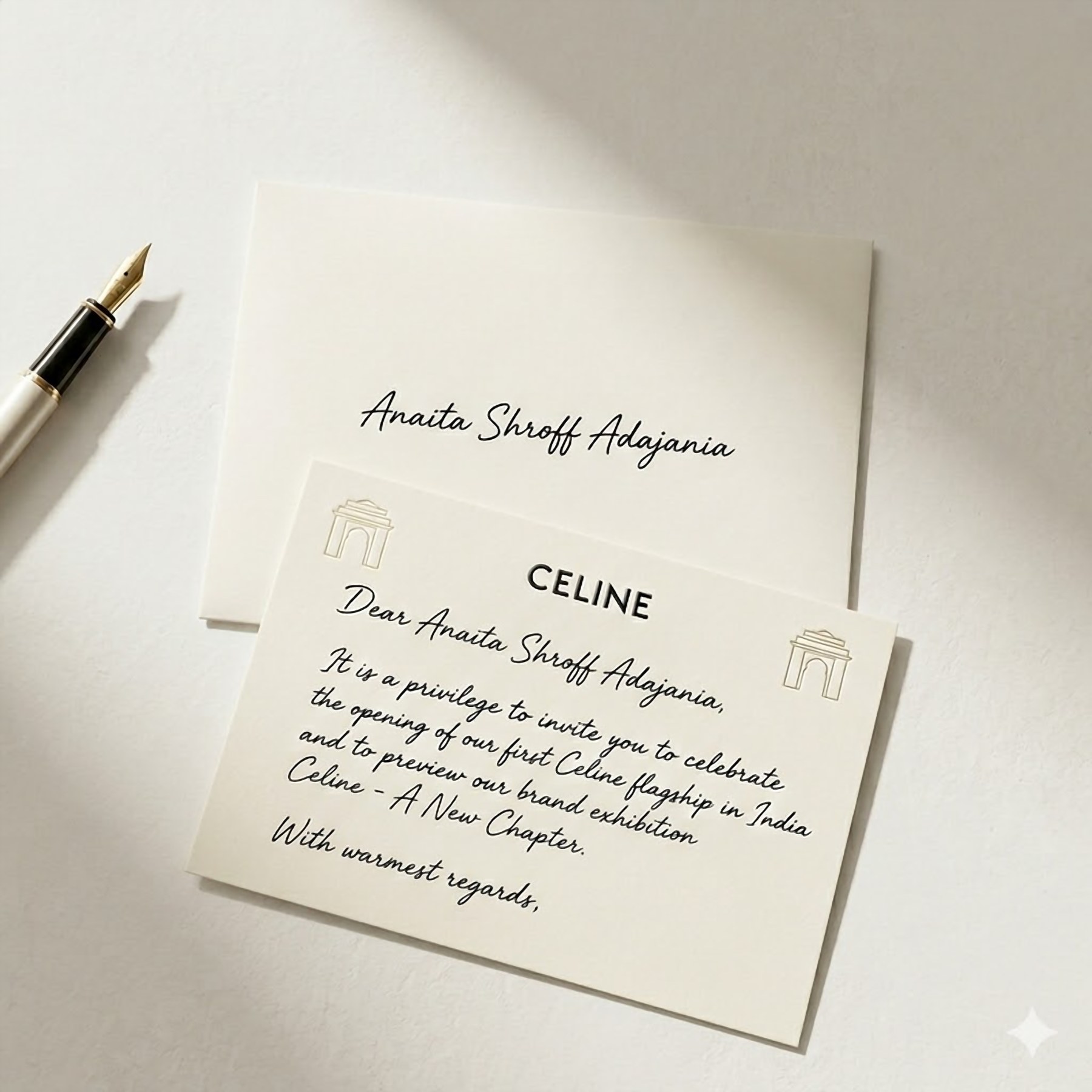 Private client invitation card for the opening of CELINE’s first flagship in India