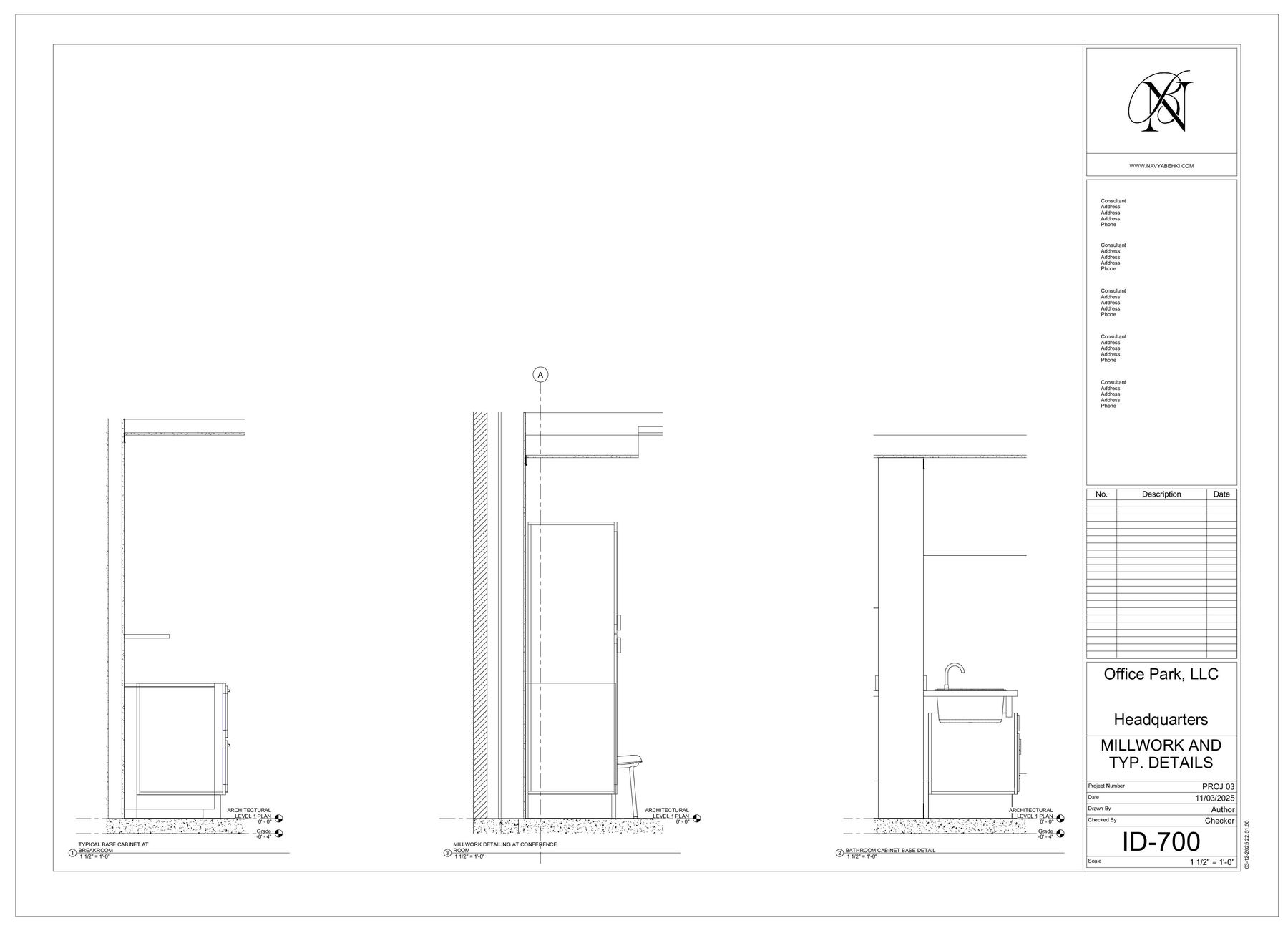 Annotated Sheets — ID-700 — Millwork and Typical Details