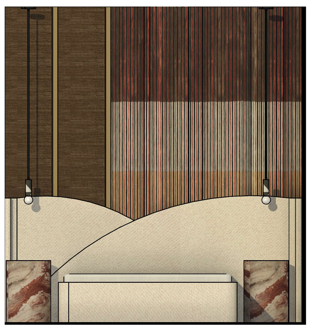 Custom bed feature elevation rendering