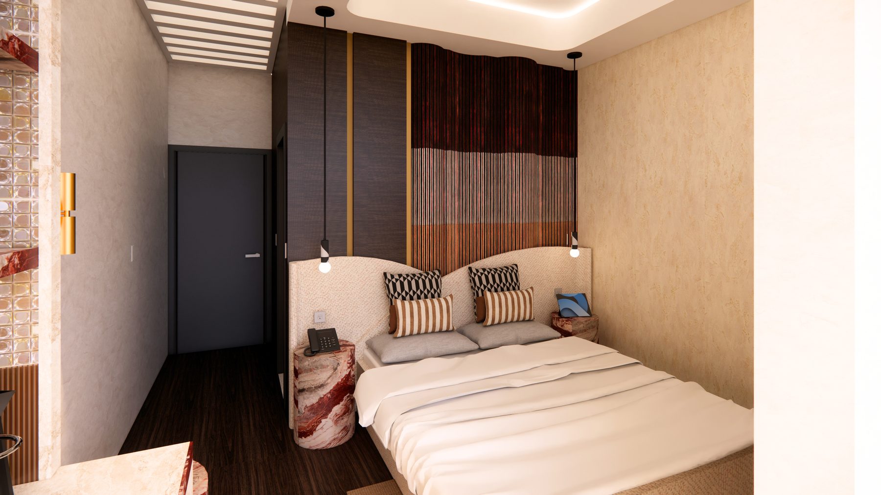 Custom bed feature, perspective view 01