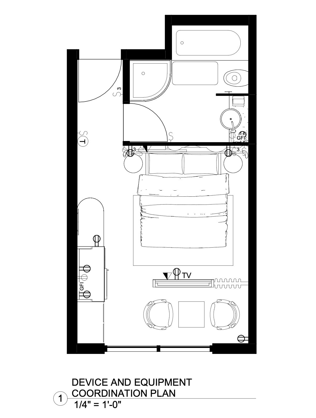 Device and equipment coordination plan, scale 1/4″ = 1′-0″