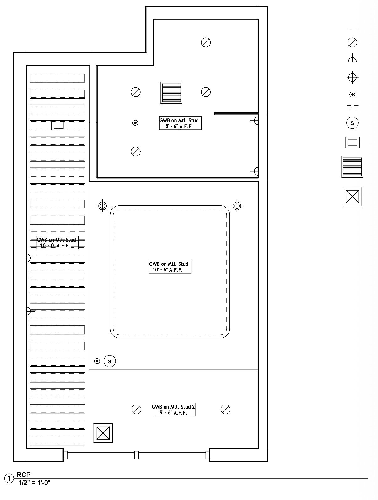 Reflected ceiling plan, scale 1/2″ = 1′-0″