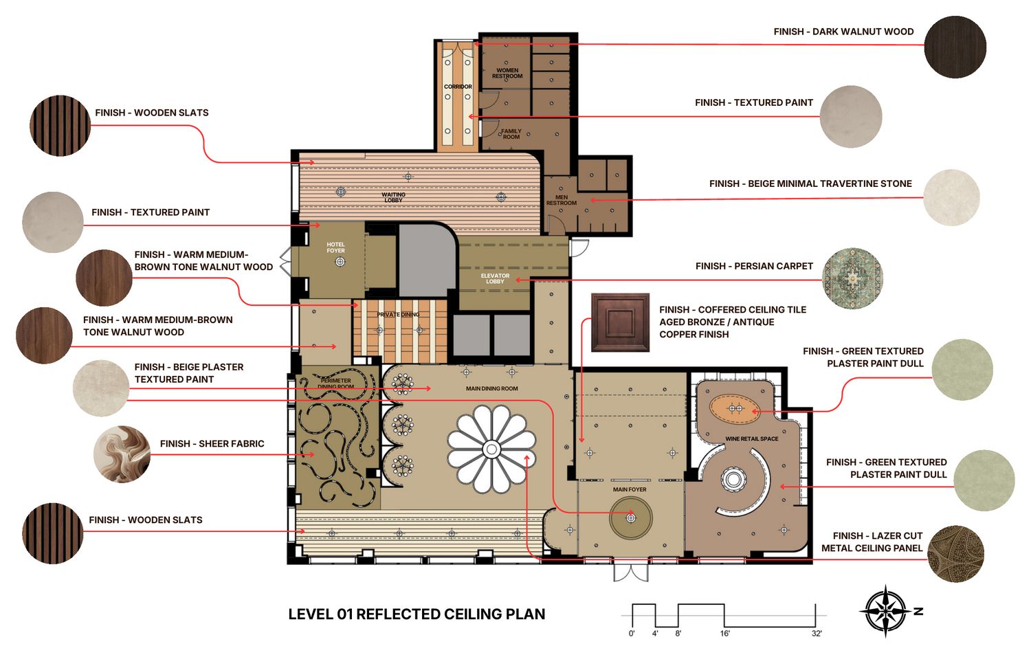 Level 01 reflected ceiling plan with finishes